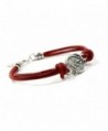 7.5" Red Leather Charm Bracelet for Women with Prosperity & Abundance Silver Charm - CH12BUCTK6D