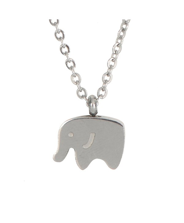 Women Elephant Chain Necklace.Tiny Silver Tone Stainless Steel Gift Box Good Luck Charm Pendant Jewelry - C712J3ZGG9D