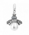 Sterling Silver Queen Bee Cubic Zirconia Seashell Pearl European Style Dangle Bead Charm - C0188X3WX8O