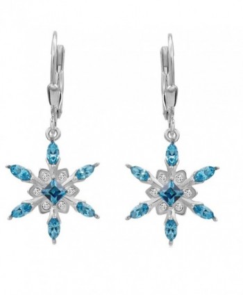 Sterling Silver Snowflake Leverback Earrings Adorned with Swarovski Crystals - CG12DG7TA5Z