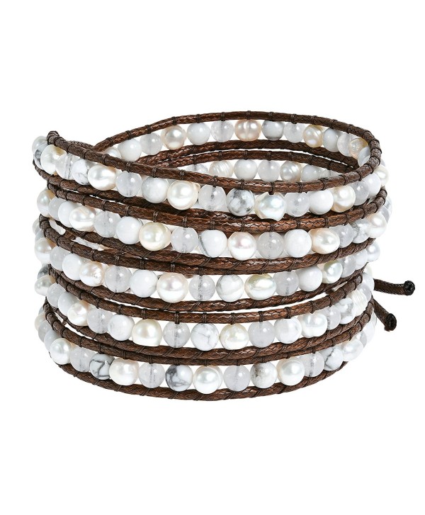 White Purity Reconstructed Agate-Quartz-Cultured Freshwater Pearl Wrap Bracelet - CP11V3BKUKR