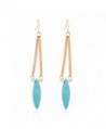 Hanloud Leaf Tassel Dangle Earring Turquoise Drop Hook Earrings Traditional Indian Jewelry - gold 2 - CX1880XTDKA