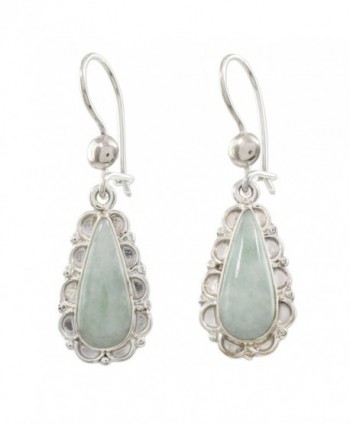 NOVICA Jade and .925 Sterling Silver Flower Dangle Earrings- 'Blossoming Green Dew' - CY127Y3P9RL
