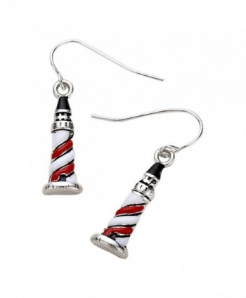 Liavy's Lighthouse Fashionable Earrings - Red & White Stripes - Enamel - Fish Hook - Unique Gift and Souvenir - CN129BH9OK1