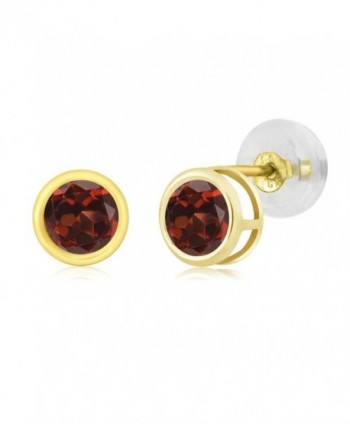 0.74 Ct Round 4mm Red Garnet 14K Yellow Gold Stud Earrings - CK11H3EFS4L