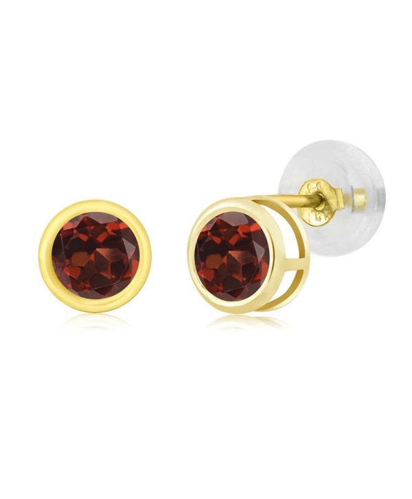 0.74 Ct Round 4mm Red Garnet 14K Yellow Gold Stud Earrings - CK11H3EFS4L
