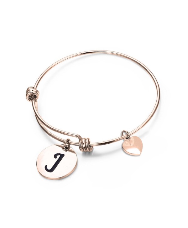 MAOFAED Initial Bracelet -Rose Gold Letter Bracelet- Personalized Jewelry- Hand Stamped Jewelry - Rose Gold-J - CO187Y3TH2E