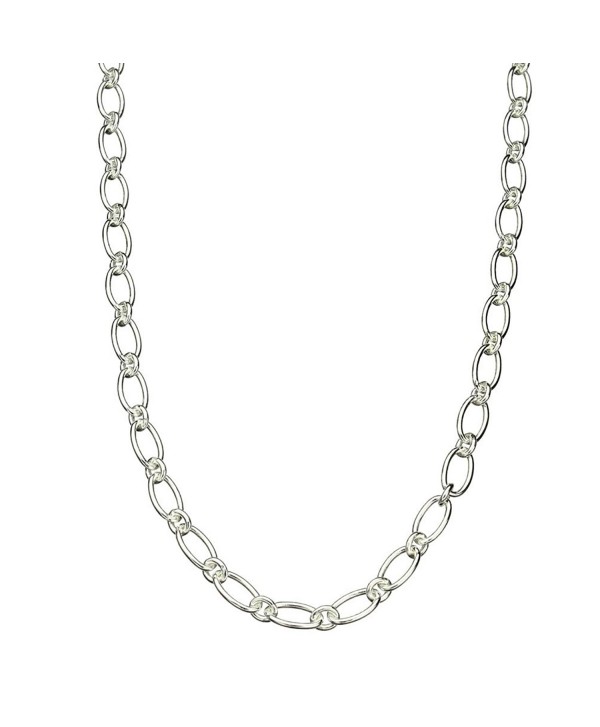 Oval 1+1 Sterling Silver Chain Necklace Toggle Clasp Nickel Free 24" - C811E32049P
