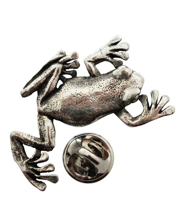 Climbing Tree Frog Pin ~ Antiqued Pewter ~ Lapel Pin ~ Sarah's Treats & Treasures - C512O1WXEUS