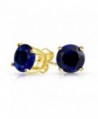 Bling Jewelry Simulated Sapphire September Birthstone Round CZ Stud earrings Gold Plated 7mm - CJ11HMZ0DXR