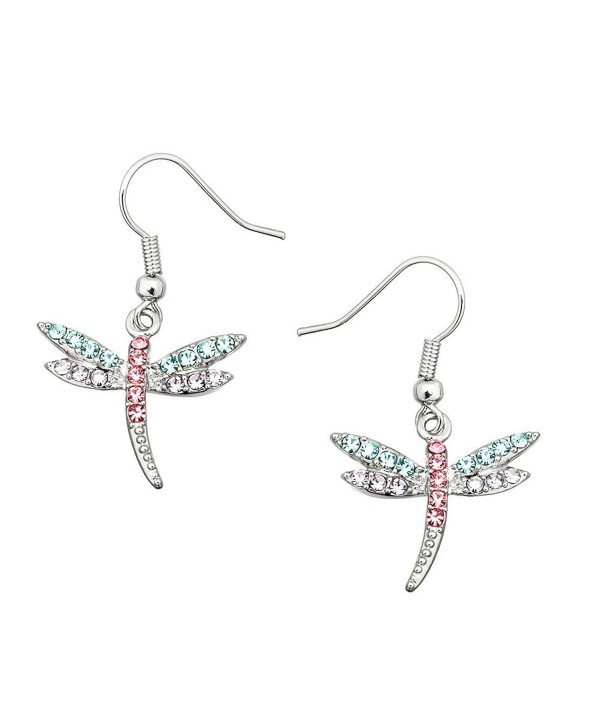 Liavy's Multi-Color Dragonfly Fashionable Earrings - Fish Hook - Sparkling Crystal - Unique Gift and Souvenir - CE12O8HKZFG