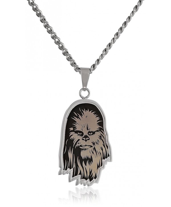 Star Wars Jewelry Unisex Etched Chewbacca Stainless Steel Chain Pendant Necklace- 24" - CK11RIYLVPV