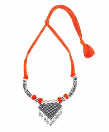 Sansar India Oxidized Triangle Necklace