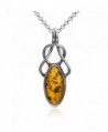 Light Amber Sterling Silver Celtic Pendant Necklace Chain 18" - C1186OIAAML