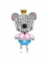 NinaQueen "Princess Bear" 925 Sterling Silver AAA CZ Pink Enamel Animal Bead Charms-Happy Family - CH12NVEBK8N