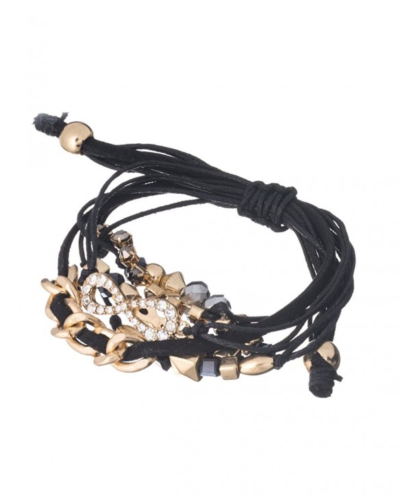 Infinity Multi Layer Friendship Goldtone Adjustable Bracelet by Jewelry Nexus - Black - CH11EPCY0QV