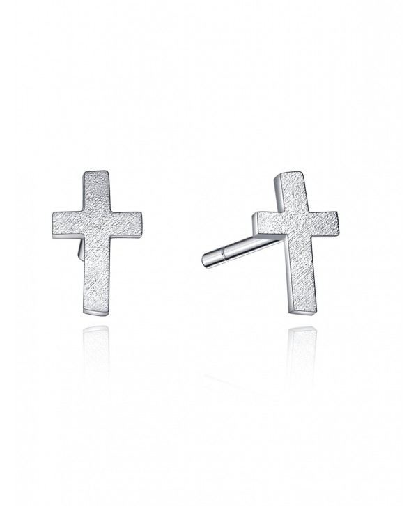 Geometry Small Stud Earrings Sterling Sliver Women and Men Valentine's Day Gifts Hypoallergenic - Cross - CU186D4NUS9