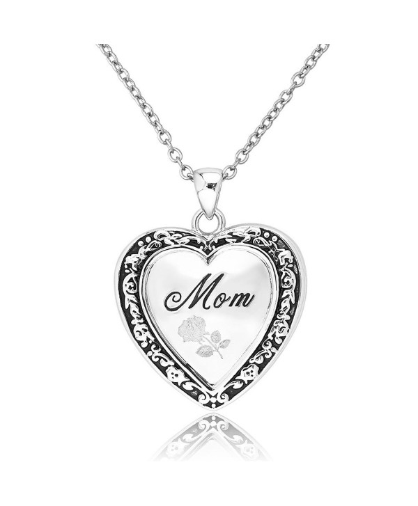Charmed Craft Mother's Day Gifts Rose Heart I Love You Mom Necklaces Photo Locket Pendant Necklace - C217Z4SIXIT