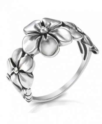 MIMI 925 Sterling Silver Triple Plumeria Flower Ring - C318537S2LW
