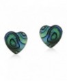 Nice Green Abalone Shell Heart .925 Sterling Silver Post Earrings - CA11T6VGG31