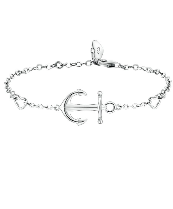 BlingGem Sterling Silver Anchor Bracelet - C4185HQO348