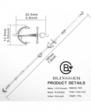 BlingGem Sterling Silver Anchor Bracelet