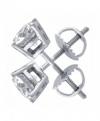 Sterling Silver (925) Stud Earrings Cubic Zirconia 1.00 Ct Size New Lovely - C711OQ0JAQV