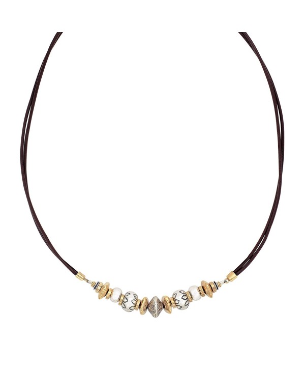 Silpada 'Treasured Trinkets' Genuine Leather- Sterling Silver and Brass Necklace- 20" - C712NB6OIUQ