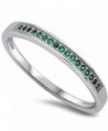 Micro Pave Simulated Emerald Band .925 Sterling Silver Ring Sizes 4-10 RC105203-EM - C91266JXNLN