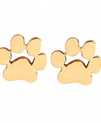 Dog Paw Print Earrings Gold Studs Earring Set New Dogs Pets Jewelry - CR182ZLR94A