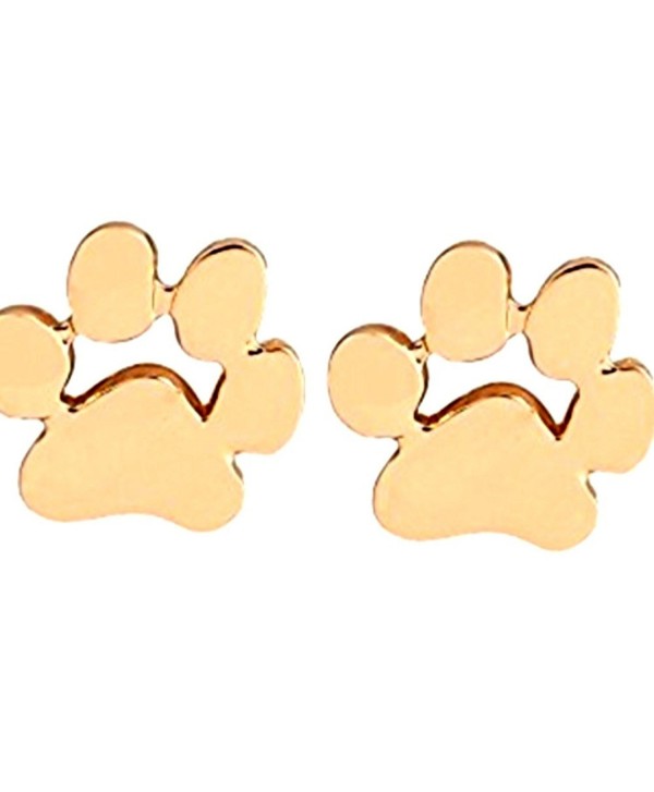 Dog Paw Print Earrings Gold Studs Earring Set New Dogs Pets Jewelry - CR182ZLR94A