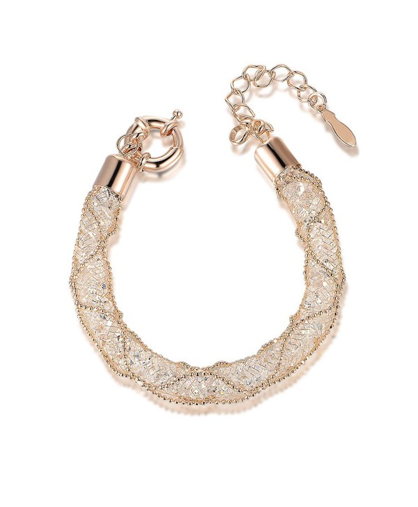 Mytys Gold Plated Mesh CZ Wedding Bracelets for Brides - C71218T56NT