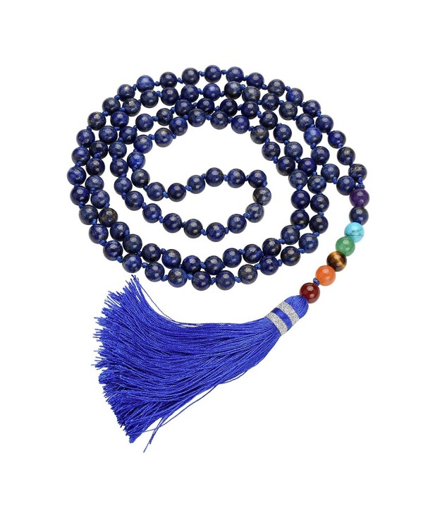 Buddhist Multilayer Gemstones Bracelet Necklace - Dyed Lapis Lazuli - C1186EC9U0T