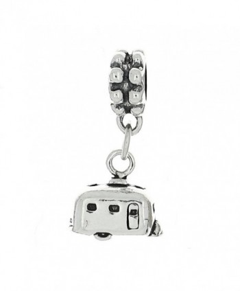 Sterling Silver Oxidized RV Camper Vacation Trailer Dangle Bead Charm - CK115UH041F