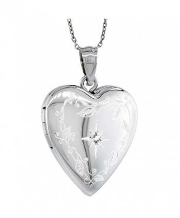 Sterling Silver Diamond Necklace Engraved in Women's Lockets