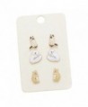 Rosemarie Collections Women's Enameled Cat Stud Earrings Set of 3 - CI12NU6HKPW
