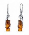 Baltic Amber Elliptical Earrings Sterling Silver Cognac Color Cylindrical Shape - CQ11Y5MAPQJ