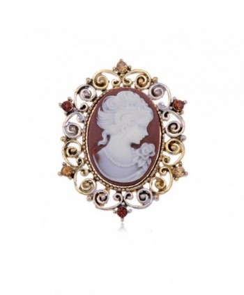 Alilang Womens Antique Golden Tone Vintage Victorian Floral Purple Cameo Lady Brooch Pin - B0770 - C6114V6A76R