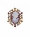 Alilang Womens Antique Golden Tone Vintage Victorian Floral Purple Cameo Lady Brooch Pin - B0770 - C6114V6A76R
