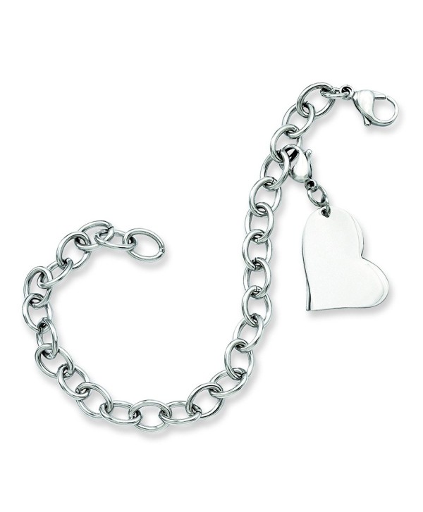 Stainless Steel Heart Charm 8in Bracelet - C5110JTDO11