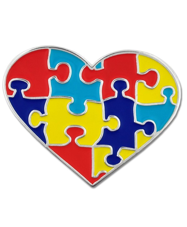PinMart's Autism Awareness Heart Shaped Puzzle 1" Enamel Lapel Pin - CY119PELQOX