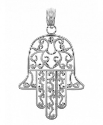 925 Sterling Silver Jewish Hamesh Hand Filigree Charm Hamsa Pendant - C5119ILEV0T