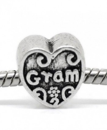 Pro Jewelry Gram on Heart Charm Bead Compatible with European Snake Chain Bracelets - C112OE2H2XY