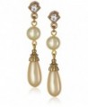 1928 Jewelry "Pearl Essentials" Gold-Tone with Crystal Accent Drop Earrings - CT11KI5H00R