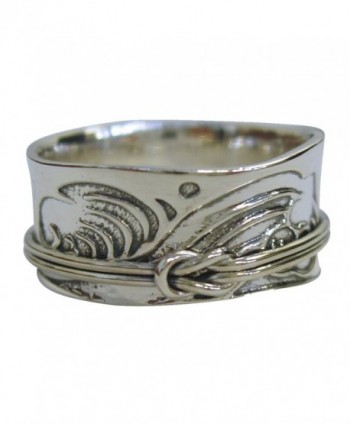 Energy Stone TSUNAMI ART Japanese Arts Inspired Meditation Spinner Ring in Sterling Silver (Style US52) - CJ186OTQGMG