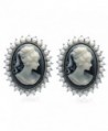 SoulBreezeCollection Cameo Earrings Stud Post White Faux Pearl Fashion Jewelry - Grey - C7119VAZLH3