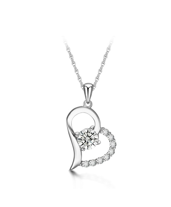 T400 Jewelers 925 Sterling Silver Necklace Made With Swarovski Cubic Zirconia - One and Only Love - CX184YEMD2Q
