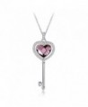 T400 Jewelers Key To Heart Key Pendant Necklace Made with Swarovski Crystals- Jewelry for Girls Women 18"+2" - CJ184UW68QZ