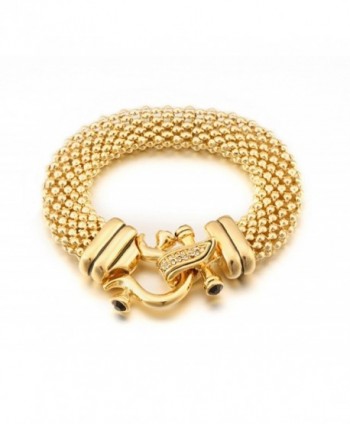 DESIGNER INSPIRED-14KT GOLD PLATE BRACELET W/PAVE CRYSTAL MAGNETIC FLIP CLASP-8in - CY11OSF9CGN