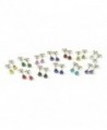 Stainless Steel 316L 12 Pairs of 4mm Stud CZ Earrings in 12 Different Colors SUPER SET - CP11AEFTIXR